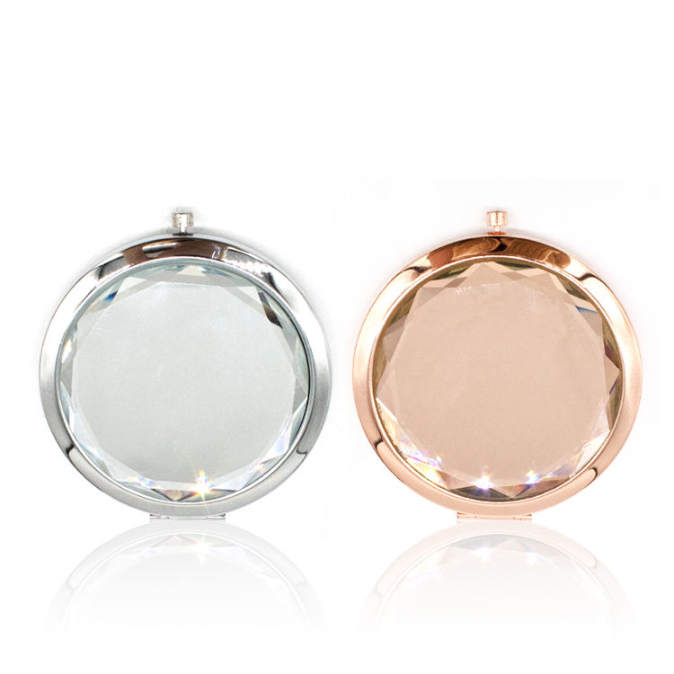Metal Diamond Clamshell Folding Double-sided Mirror Girls Pocket Mirror