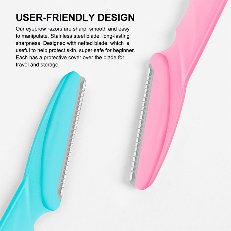 3pcs Suction Card Mounted Tooth Stainless Steel Eyebrow Shaving Knife Set