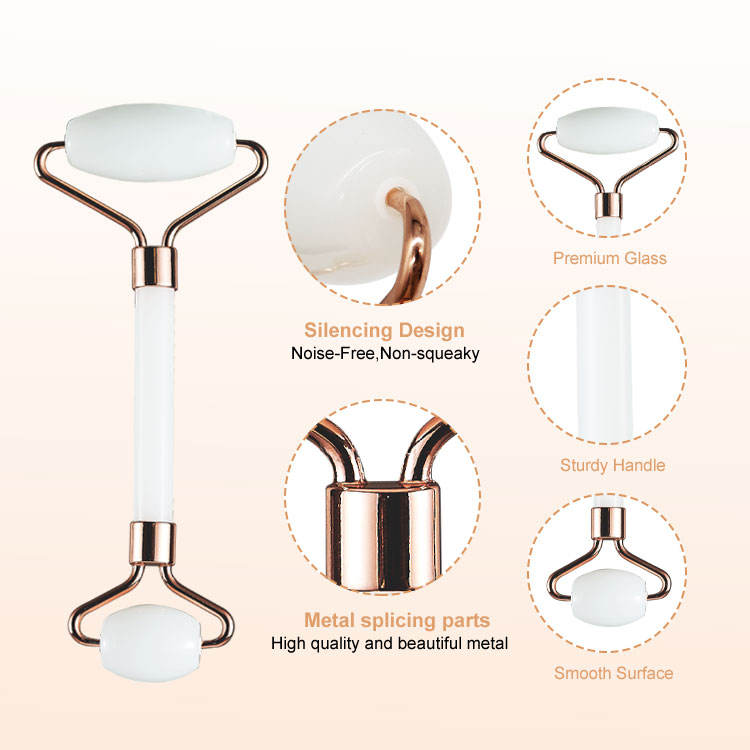 Two-piece Set White Jade Double-headed Roller Massage Facial Beauty Scraping Board
