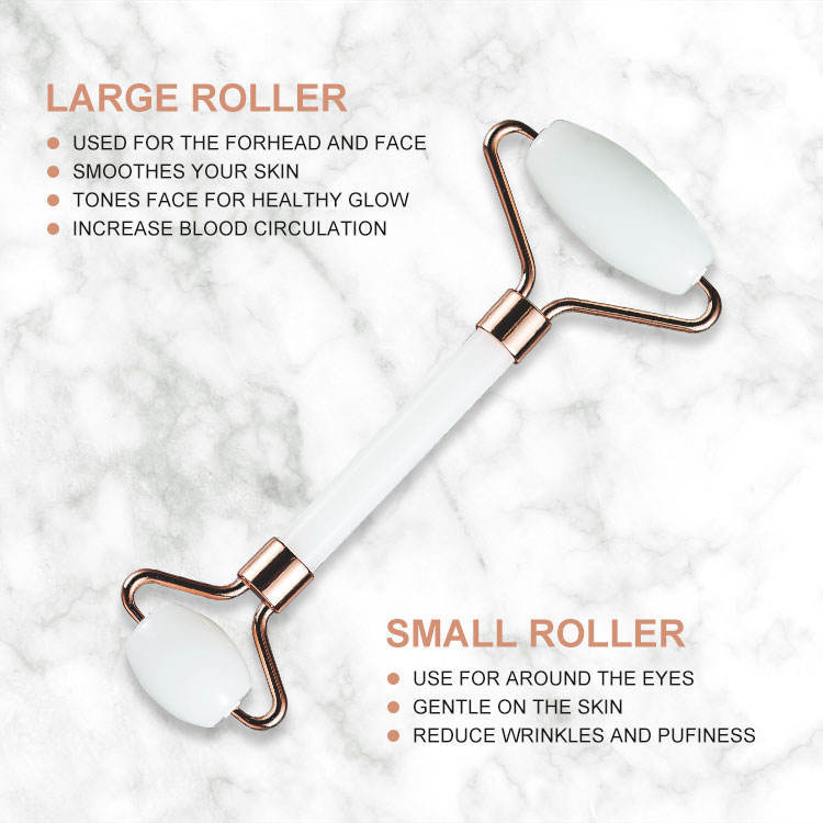Two-piece Set White Jade Double-headed Roller Massage Facial Beauty Scraping Board