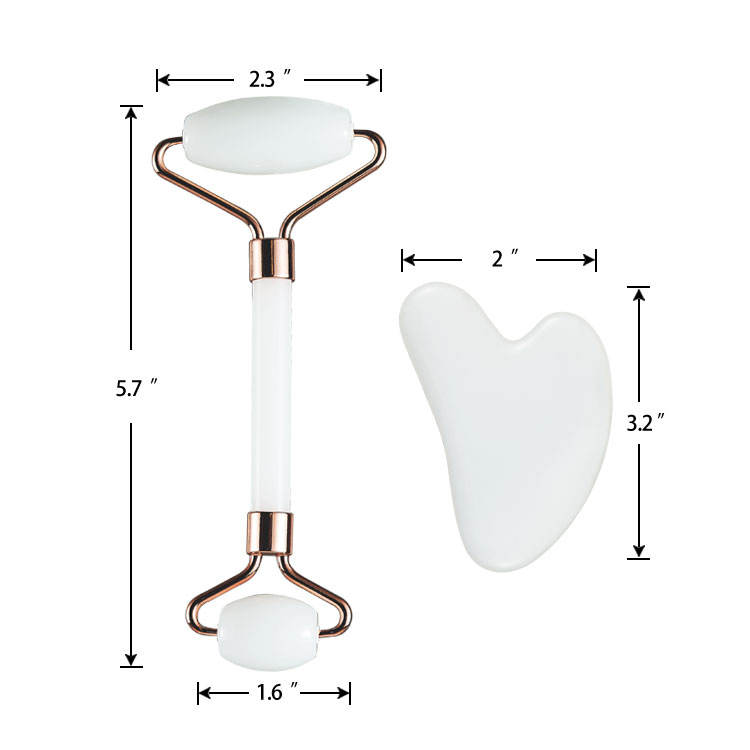 Two-piece Set White Jade Double-headed Roller Massage Facial Beauty Scraping Board