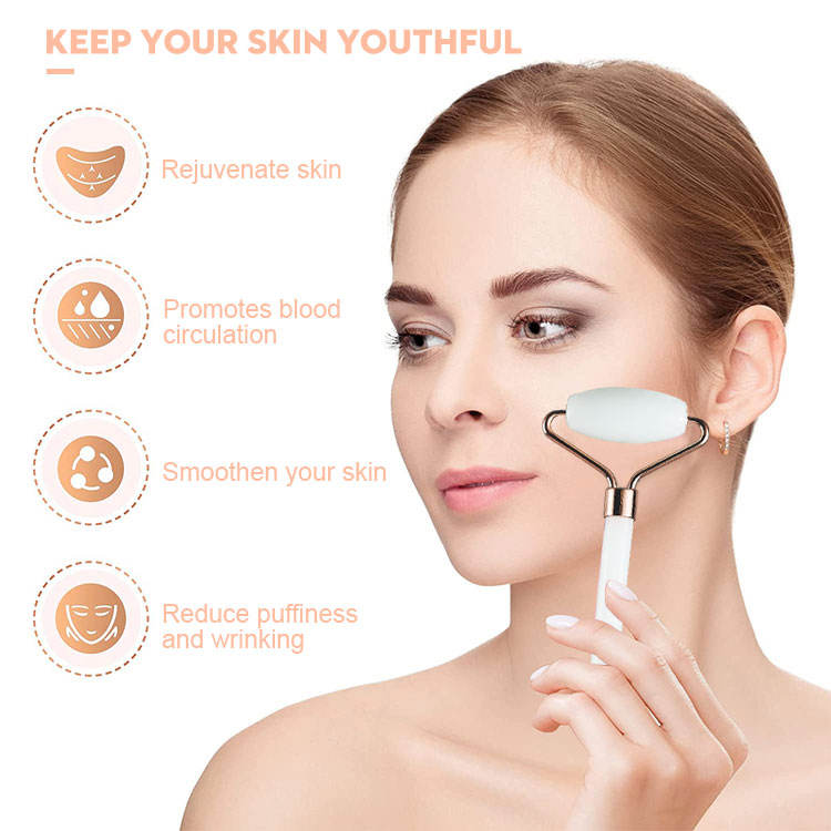 Two-piece Set White Jade Double-headed Roller Massage Facial Beauty Scraping Board