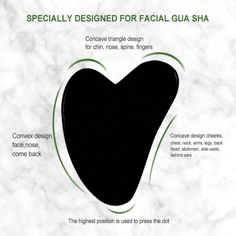 Black Jade Stone Hand-held Facial Eye Jade Roller Scraping Board Massager Set