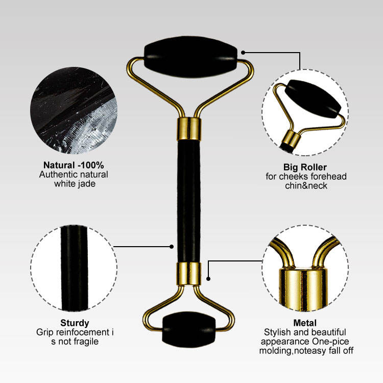 Black Jade Stone Hand-held Facial Eye Jade Roller Scraping Board Massager Set