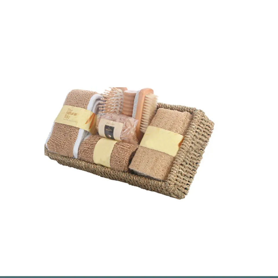 7pcs Body Cleansing Natural Loofah Bath Brush Bathing Ball Gift Box Set