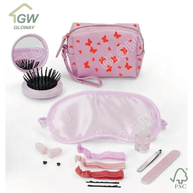Beauty Tools Small Round Mirror Comb Eye Mask Nail File Earplugs Gift Set