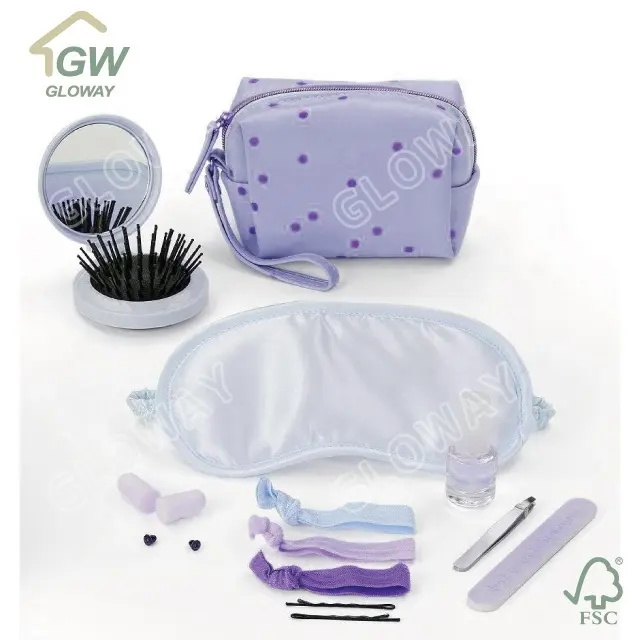 Beauty Tools Small Round Mirror Comb Eye Mask Nail File Earplugs Gift Set