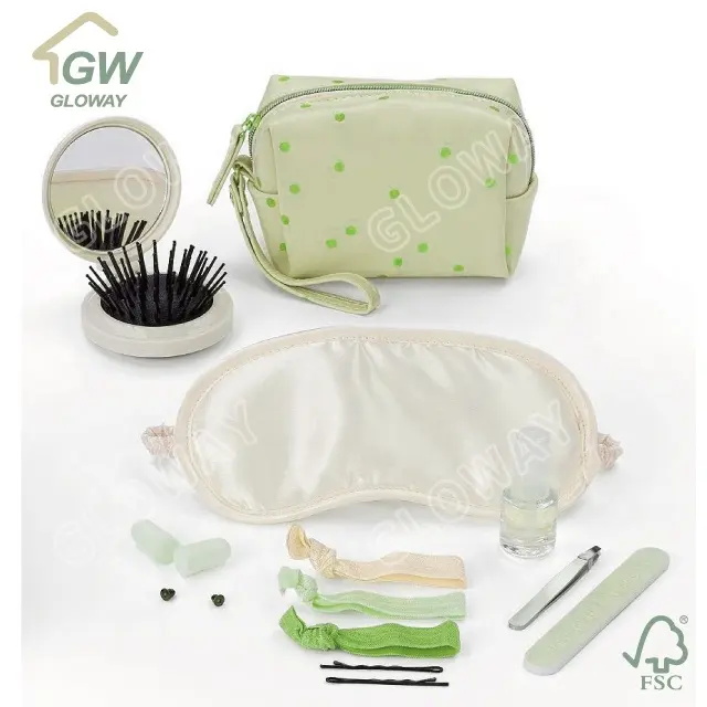 Beauty Tools Small Round Mirror Comb Eye Mask Nail File Earplugs Gift Set