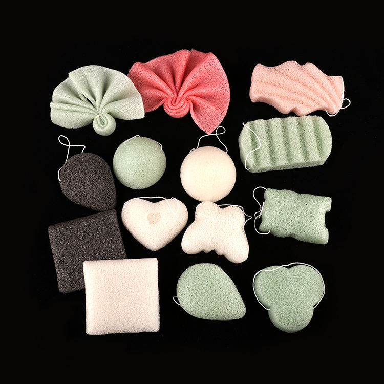 Natural Bathing Bath Cotton Shower Wood Pulp Sponge Set Konjac Sponge