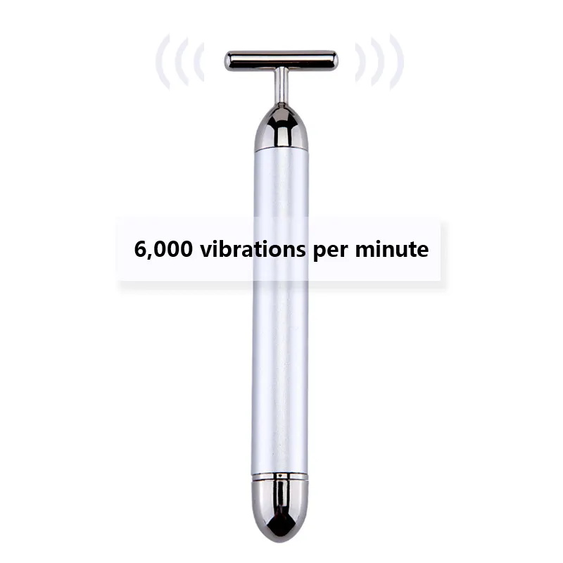 T-Shape 24K Gold Facial Massage Stick Beauty Instrument Electric Metal Roller