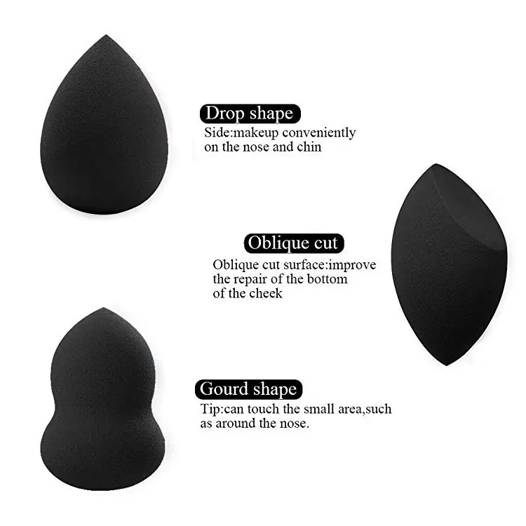 Wet and Dry Dual Use Gourd Makeup Puff Black Water Drop Sponge Beauty Egg