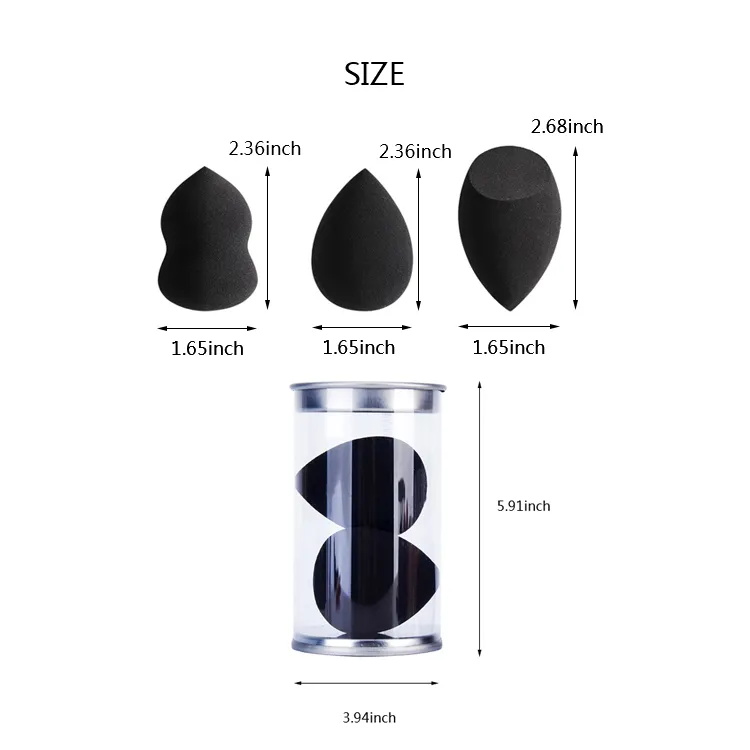 Wet and Dry Dual Use Gourd Makeup Puff Black Water Drop Sponge Beauty Egg