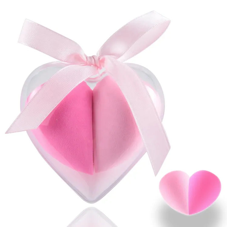 Heart Shape 2pcs Powder Puff Set Wet and Dry Dual Use Beauty Egg