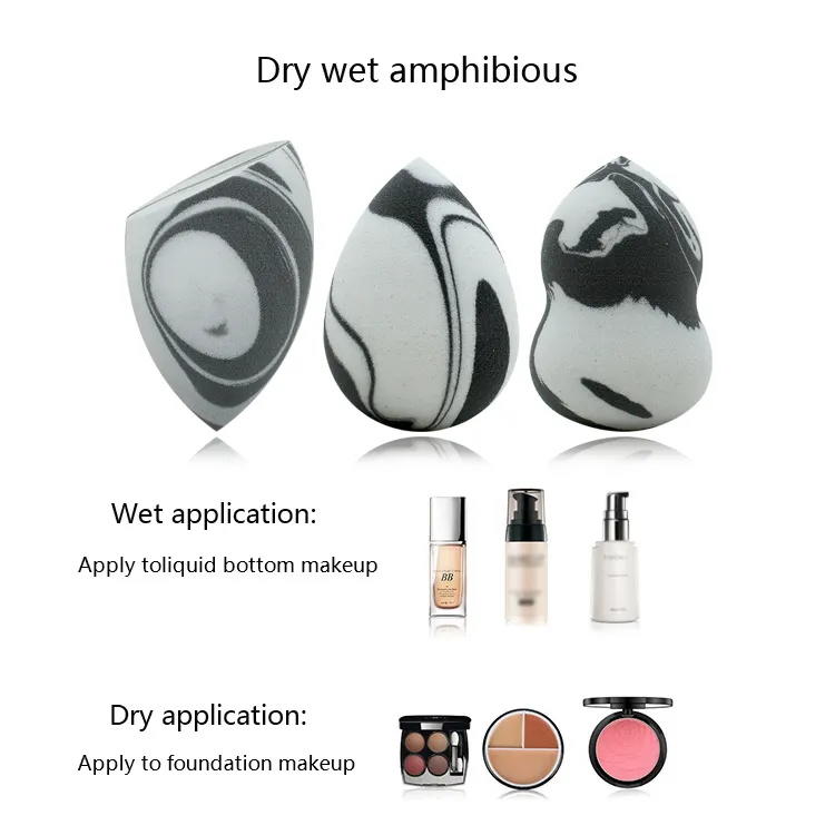 Hydrophilic Marbling Two-color Powder Puff Water Droplet Diagonal Cut Makeup Egg