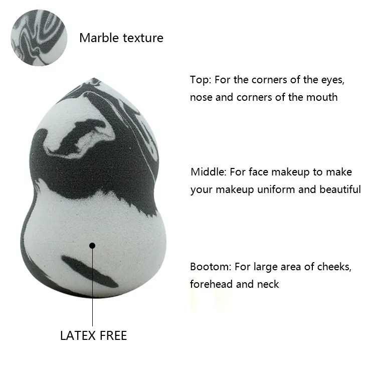 Hydrophilic Marbling Two-color Powder Puff Water Droplet Diagonal Cut Makeup Egg