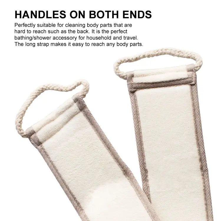 Natural Cotton Hemp Loofah Strip Pull Back Scrubbing Bath Towel
