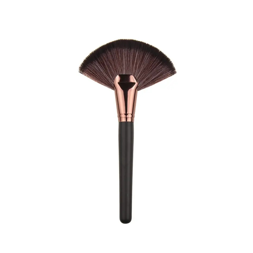 Large Fan Blush Honey Powder Beauty Makeup Tool  Black Coffee Color Brush Single