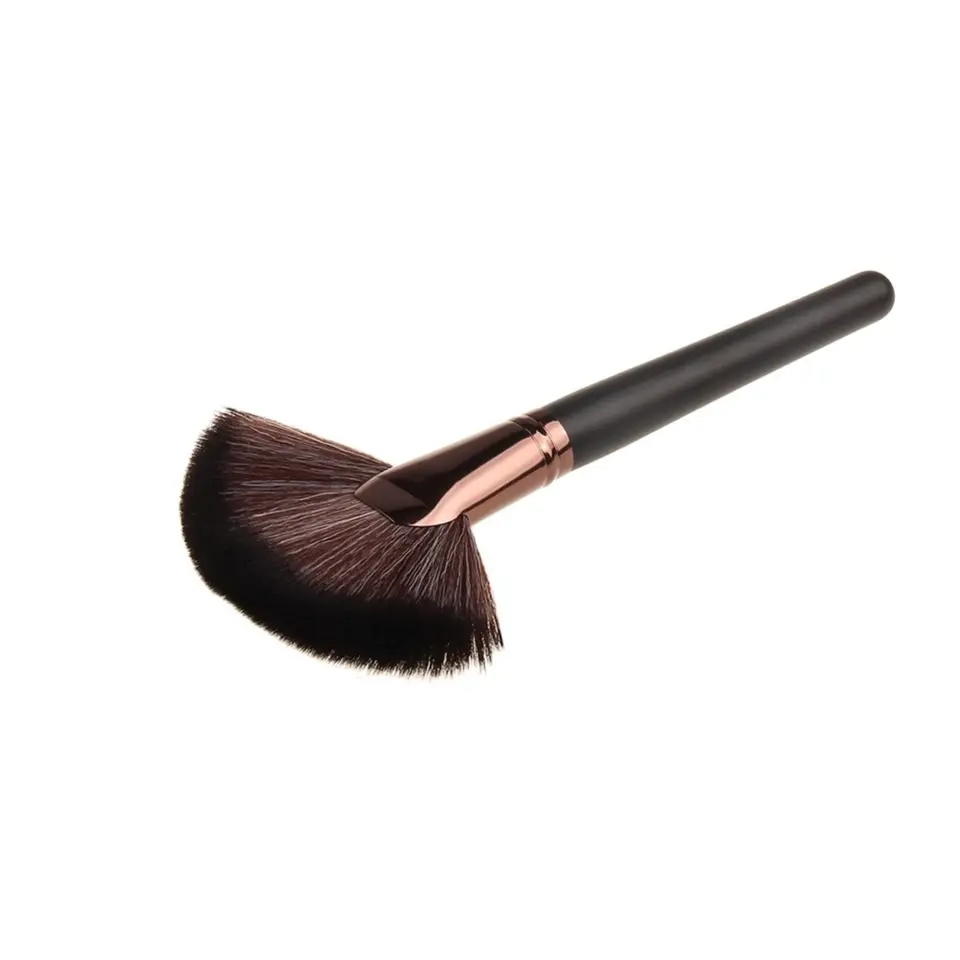 Large Fan Blush Honey Powder Beauty Makeup Tool  Black Coffee Color Brush Single