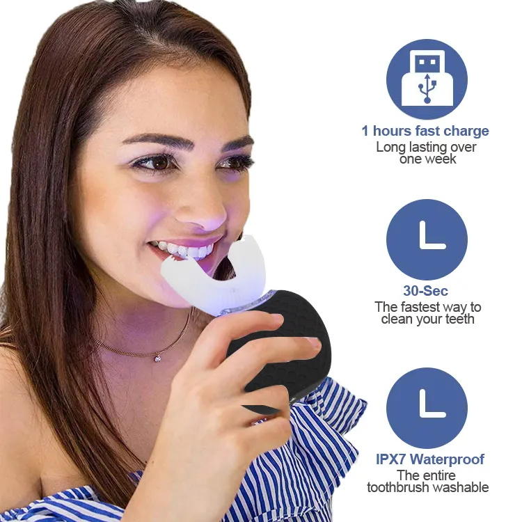U-shaped Mouth Ultrasonic Rechargeable Silicone Electric Toothbrush