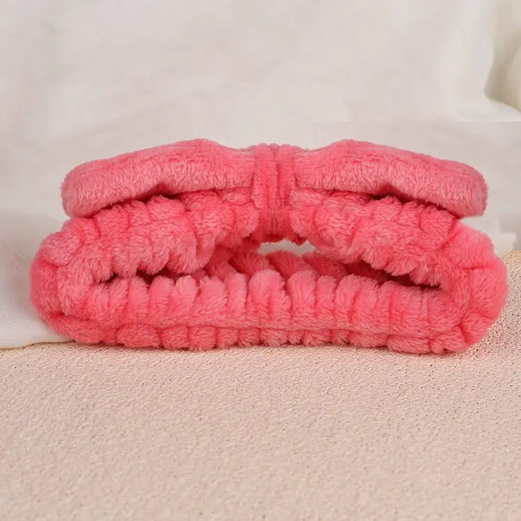 Plush Pearl Corset Headband Cute Bow Makeup Wash Headband