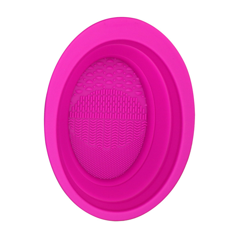 Silicone Folding Oval Scrub Bowl Cleaning Beauty tool Brush Pad