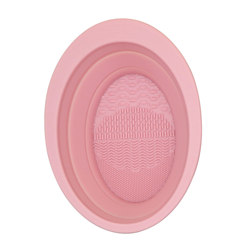 Silicone Folding Oval Scrub Bowl Cleaning Beauty tool Brush Pad