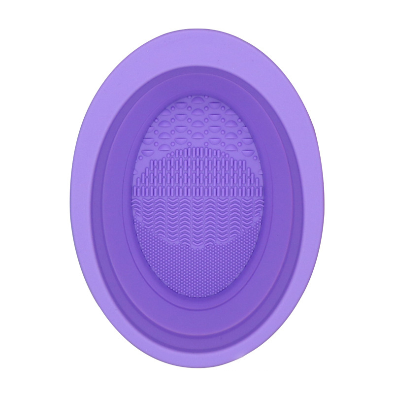 Silicone Folding Oval Scrub Bowl Cleaning Beauty tool Brush Pad