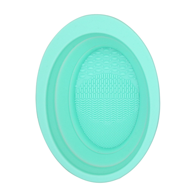 Silicone Folding Oval Scrub Bowl Cleaning Beauty tool Brush Pad