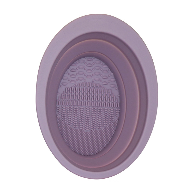 Silicone Folding Oval Scrub Bowl Cleaning Beauty tool Brush Pad