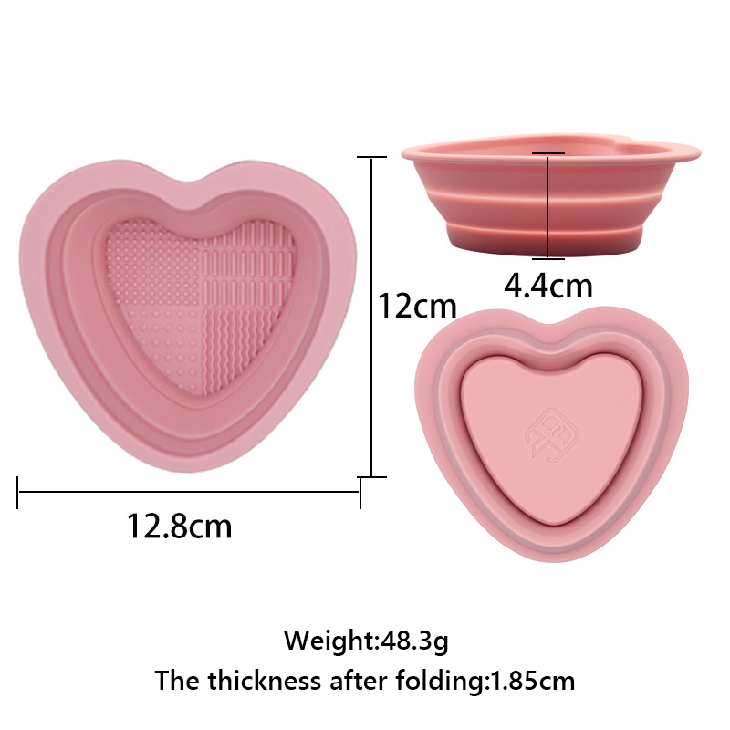 Silicone Heart Folding Wash bowl Powder Puff Wash Brush Cleaning Pad