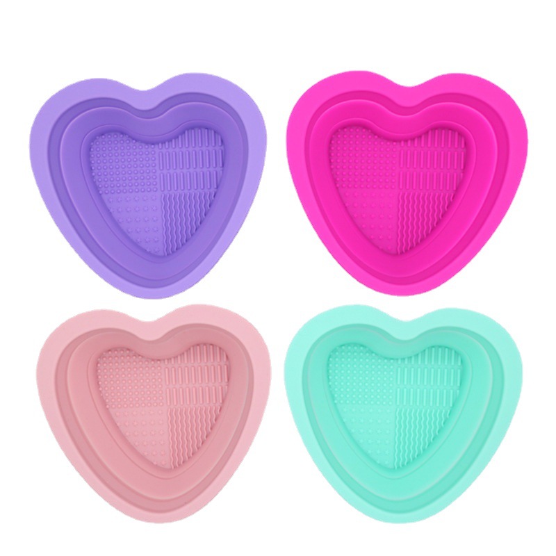 Silicone Heart Folding Wash bowl Powder Puff Wash Brush Cleaning Pad