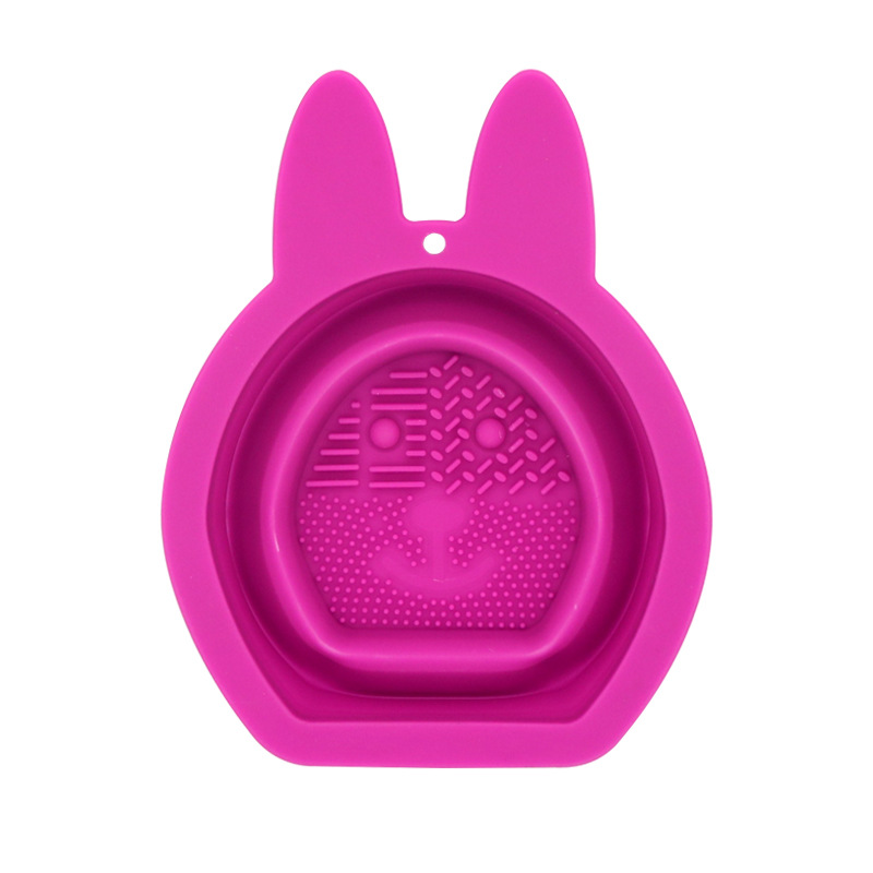 Silicone Rabbit Folding Wash Bowl Cleaning Powder Puff Brush Cleaner pad