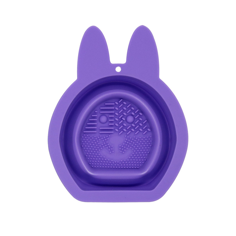 Silicone Rabbit Folding Wash Bowl Cleaning Powder Puff Brush Cleaner pad