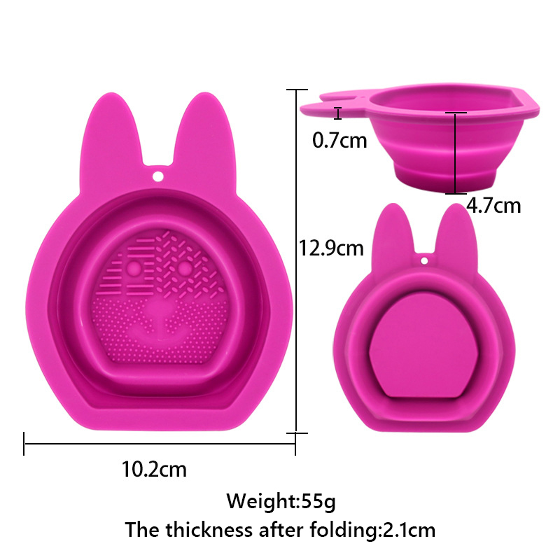 Silicone Rabbit Folding Wash Bowl Cleaning Powder Puff Brush Cleaner pad