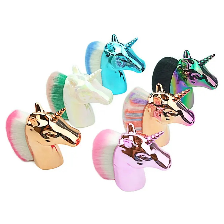 Rose Gold Colorful Loose Brush Horse Head Unicorn Makeup Sweep Brush