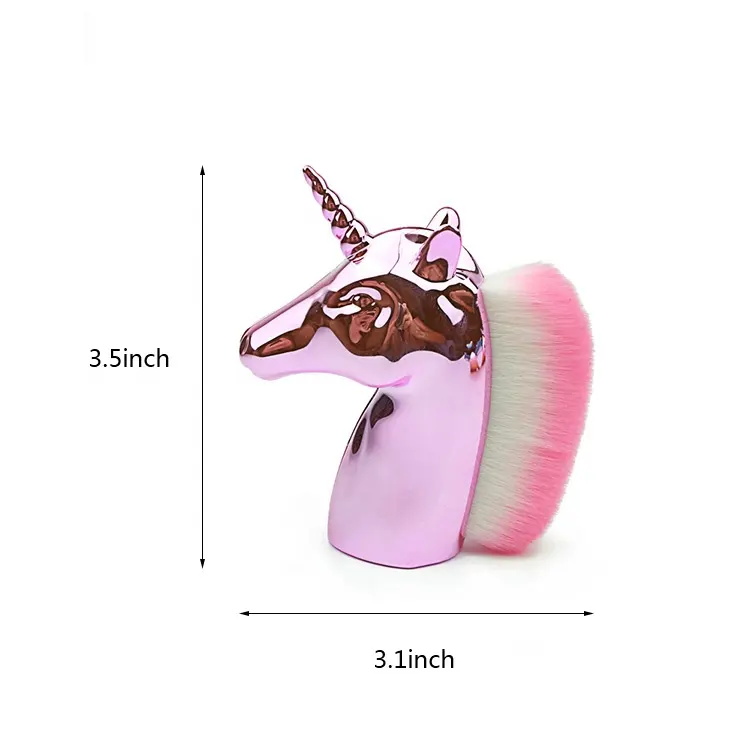 Rose Gold Colorful Loose Brush Horse Head Unicorn Makeup Sweep Brush