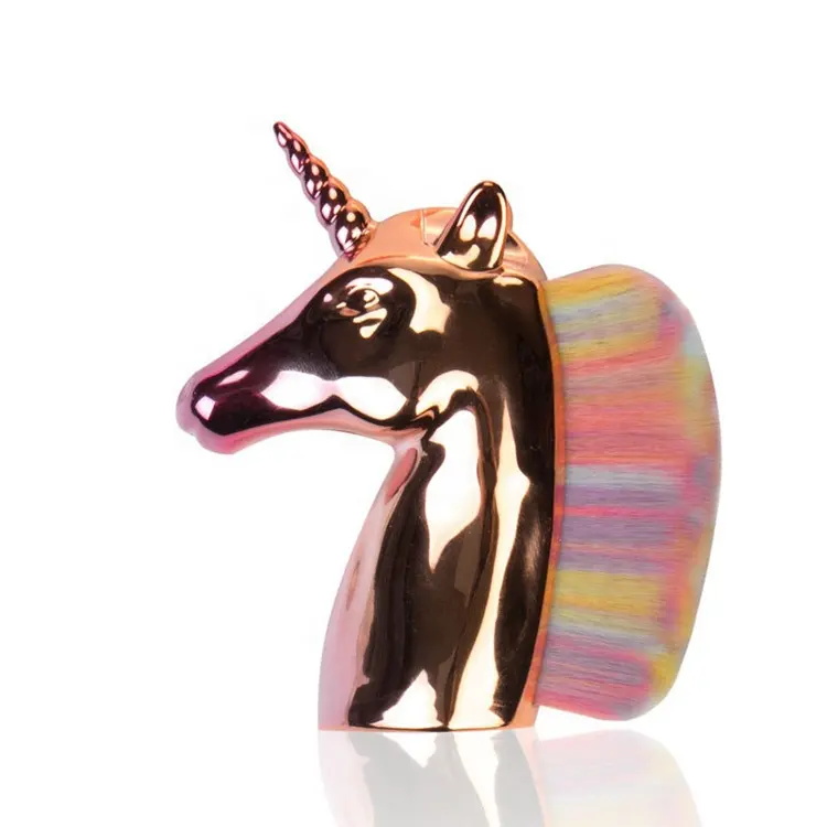 Rose Gold Colorful Loose Brush Horse Head Unicorn Makeup Sweep Brush