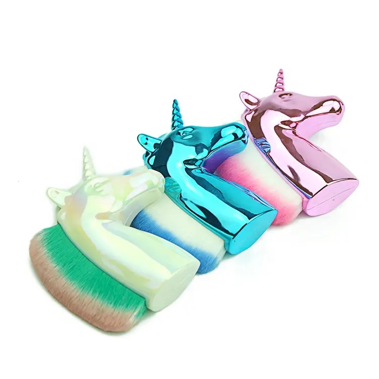 Rose Gold Colorful Loose Brush Horse Head Unicorn Makeup Sweep Brush