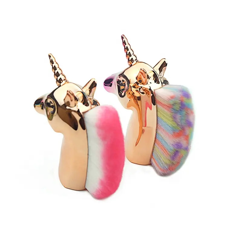 Rose Gold Colorful Loose Brush Horse Head Unicorn Makeup Sweep Brush