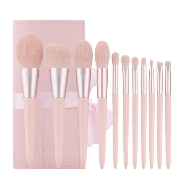 Pink 11pcs Brush Full Set Soft Hair  Eyeshadow Makeup Brush With Bag