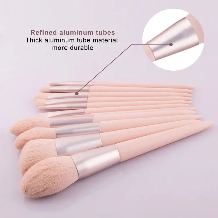 Pink 11pcs Brush Full Set Soft Hair  Eyeshadow Makeup Brush With Bag