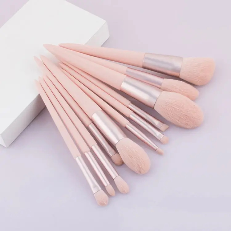 Pink 11pcs Brush Full Set Soft Hair  Eyeshadow Makeup Brush With Bag