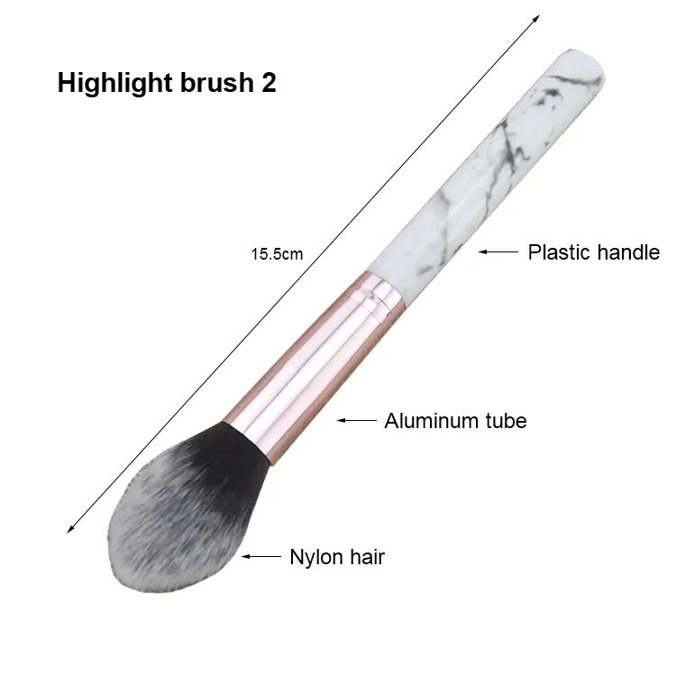 Single Marbling Makeup Brush Highlighter Blush Loose Powder flame-shaped Brush
