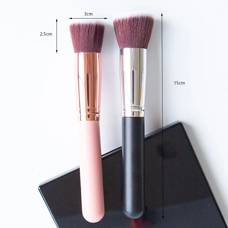 Traceless Flat Foundation Brush Portable Wooden Handle Soft Bristle Black Pink Brush