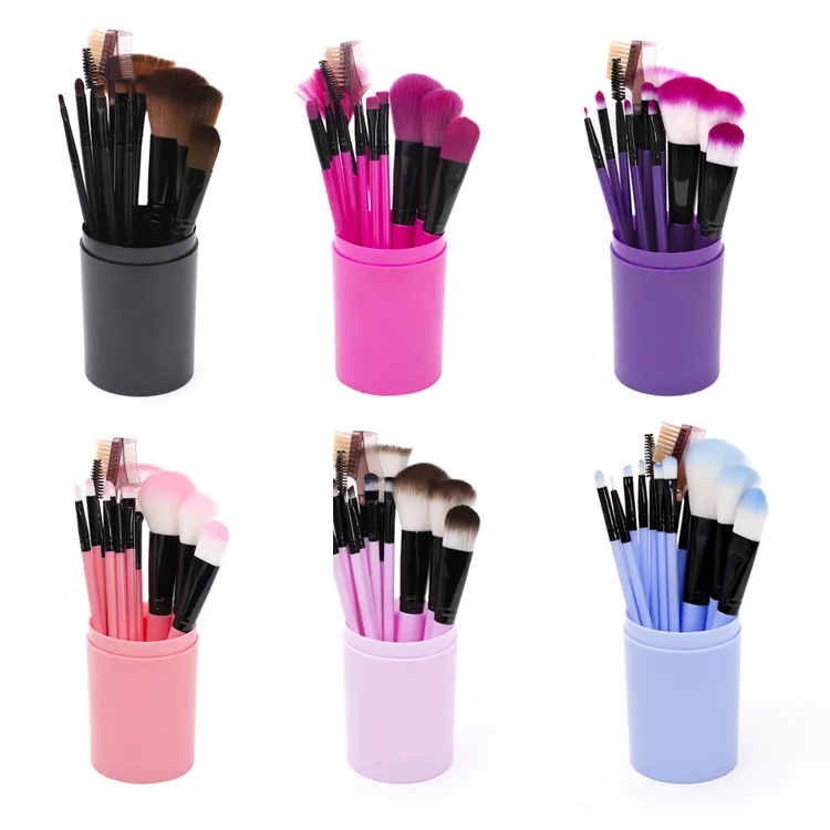 Soft Hair 12pcs Barrels Makeup Tools Portable Full Set Eyeshadow Blush Lip Brush