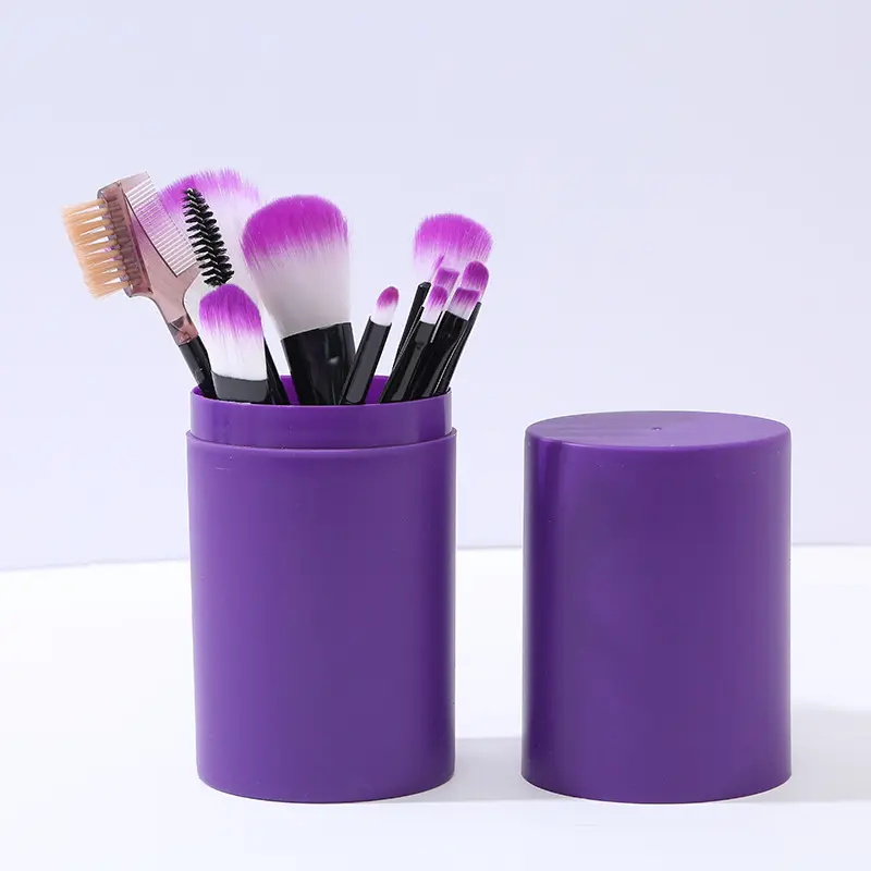 Soft Hair 12pcs Barrels Makeup Tools Portable Full Set Eyeshadow Blush Lip Brush