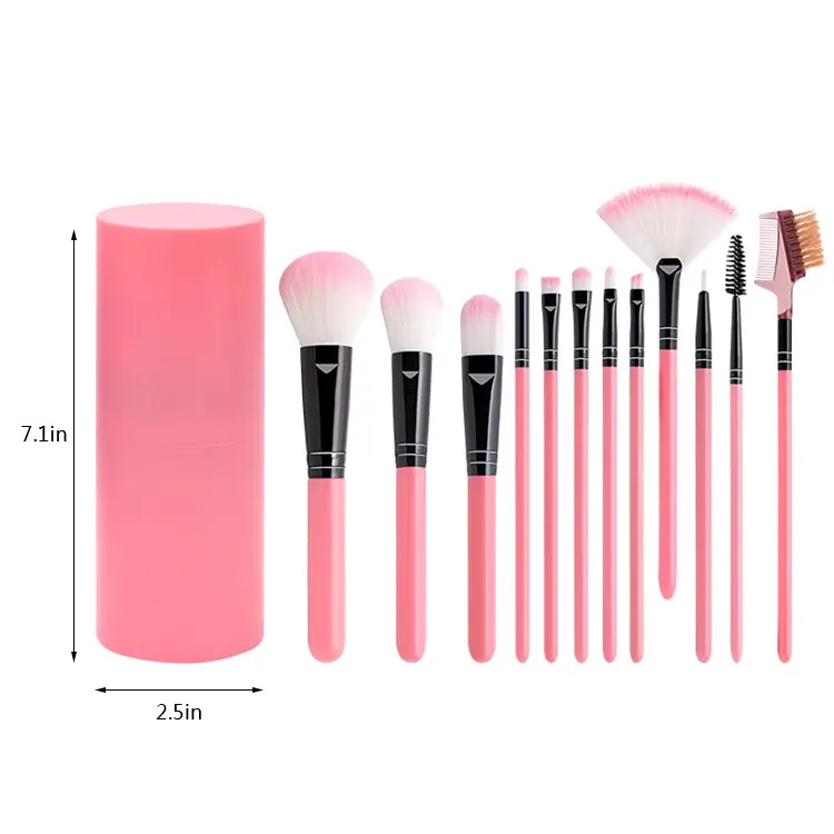 Soft Hair 12pcs Barrels Makeup Tools Portable Full Set Eyeshadow Blush Lip Brush