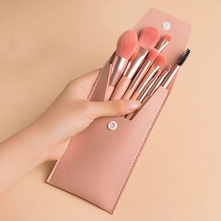 8pcs Mini Makeup Brush Super Soft Portable Beauty Brush Full Set with Bag