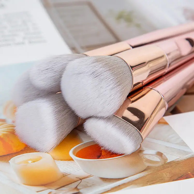 10pcs Pink Powder Eyeshadow Full Set Makeup Brush With Bag