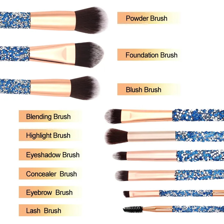 10 Pcs Makeup Brush Set Diamond Powder Blush Trimming Eyeshadow Brush